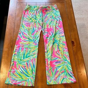 Lilly Pulitzer Bal Harbour Tiki Pink Royal Lime Print Palazzo Tiki Size S